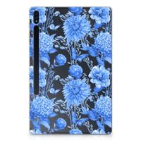Siliconen Hoesje voor Samsung Galaxy Tab S7 Plus | S8 Plus Flowers Blue - thumbnail