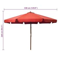 VidaXL Parasol met houten paal 330 cm terracottakleurig - thumbnail