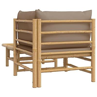 2-delige Loungeset met kussens bamboe taupe - thumbnail
