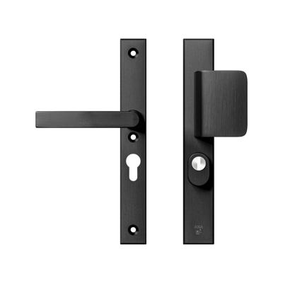 AXA AXA Edge Plus veiligheidsbeslag voordeur rechth. smalschild D-knop/Blok-kruk PC55 met kerntrekbeveiliging SKG3 - aluminium/zwart
