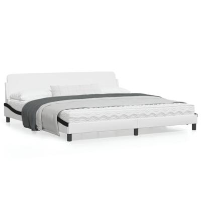 Bedframe "Dover" kunstleer wit en zwart 200x200 cm Bedframe "Dover" kunstleer wit en zwart 200x200 cm