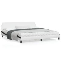 Bedframe "Dover" kunstleer wit en zwart 200x200 cm - thumbnail
