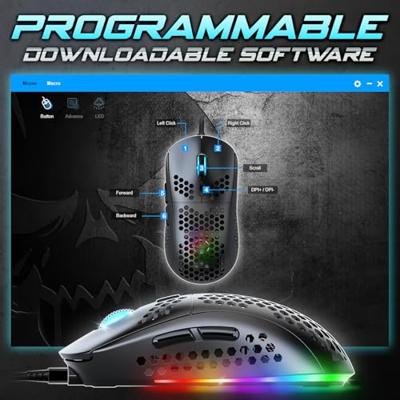 Pro M4: Ultra Light USB-bekabelde muis: resolutie 12800 dpi, 6 programmeerbare toetsen (Huano-schakelaars) versnelling 20 G, snelheid 60 IPS, frequentie 1000 Hz, ultralicht, 67,5 gram (zwart)