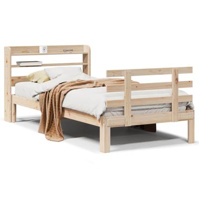 Bedframe met hoofdbord massief grenenhout 75x190 cm