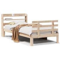Bedframe met hoofdbord massief grenenhout 75x190 cm - thumbnail