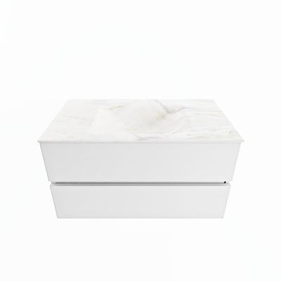 MONDIAZ VICA-DLUX 90cm badmeubel onderkast Talc 2 lades. Inbouw wastafel CLOUD midden zonder kraangat, kleur Ostra. MONDIAZ VICA-DLUX 90cm badmeubel onderkast Talc 2 lades. Inbouw wastafel CLOUD midden zonder kraangat, kleur Ostra.