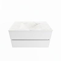 MONDIAZ VICA-DLUX 90cm badmeubel onderkast Talc 2 lades. Inbouw wastafel CLOUD midden zonder kraangat, kleur Ostra. - thumbnail
