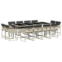 13-delige Tuinset met kussens poly rattan lichtgrijs - thumbnail