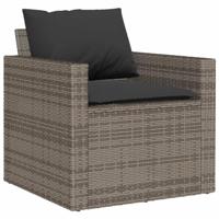 4-delige Loungeset met kussens poly rattan grijs - thumbnail