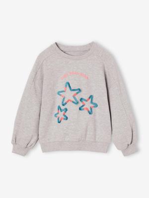 Meisjessweater met fantasiemotief gemêleerd grijs Meisjessweater met fantasiemotief gemêleerd grijs