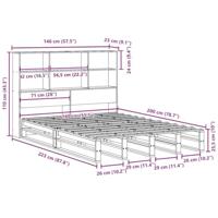 Bed met boekenkast zonder matras massief hout wit 140x200 cm - thumbnail