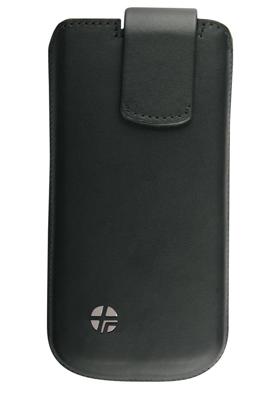 MDA HOUTREXTAIPH5 zwart etui echt leer beschermhoes met automatische uittrekhulp voor Apple iPhone 5