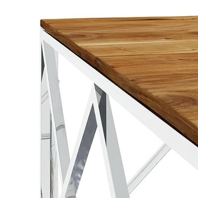 Salontafel roestvrij staal en massief acaciahout zilverkleurig Salontafel roestvrij staal en massief acaciahout zilverkleurig