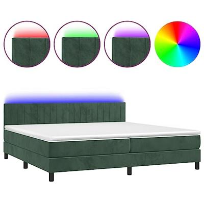 Boxspring met matras en LED fluweel donkergroen 200x200 cm