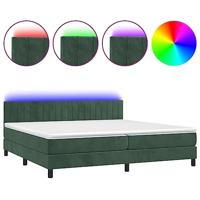 Boxspring met matras en LED fluweel donkergroen 200x200 cm - thumbnail