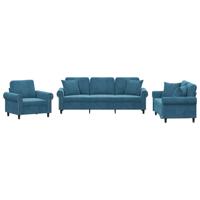 3-delige Loungeset met kussens fluweel blauw - thumbnail