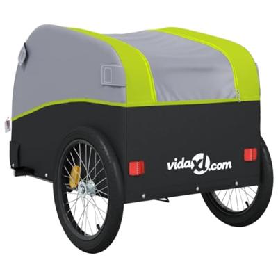 VidaXL Fietstrailer 30 kg ijzer zwart en groen - thumbnail
