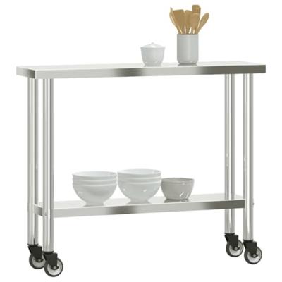 VidaXL Keukenwerktafel met wielen 110x30x85 cm roestvrij staal