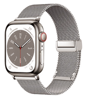 Milanese bandje met vouwbare magneetsluiting - Starlight - Geschikt voor Apple Watch 44mm / 45mm / 46mm / 49mm Milanese bandje met vouwbare magneetsluiting - Starlight - Geschikt voor Apple Watch 44mm / 45mm / 46mm / 49mm
