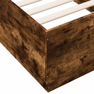 Bedframe LED-verlichting bewerkt hout gerookt eiken 75x190 cm