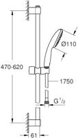 Grohe Tempesta 110 glijstangset met douchekop chroom - 600 mm - 1 straal - thumbnail