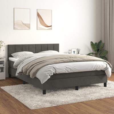Boxspring met matras fluweel donkergrijs 140x200 cm