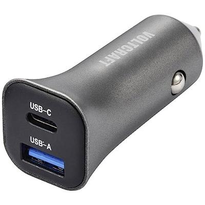 VOLTCRAFT CPS-38W/ 2 VC-RA381 USB-oplader 38 W 1x USB-A, 1x USB-C Zilver-zwart Auto VOLTCRAFT CPS-38W/ 2 VC-RA381 USB-oplader 38 W 1x USB-A, 1x USB-C Zilver-zwart Auto