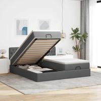 Ottoman bed met matrassen 160x200cm stof donkergrijs - thumbnail