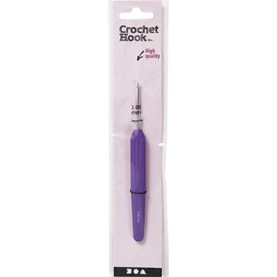 Creativ Company Haaknaalden, afm 3, l: 13,3 cm, afm 3 mm, paars, 1 stuk