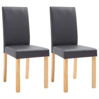 Vidaxl Eetkamerstoelen 2 St Kunstleer Grijs - thumbnail