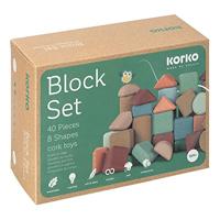 Doos met houten bouwstenen 40 stuks - KORKO meerkleurig - thumbnail