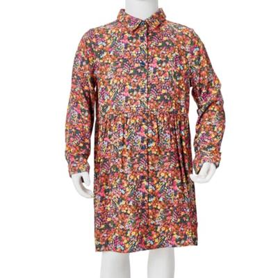 Kinderjurk met lange mouwen bloemenprint 92 meerkleurig - thumbnail
