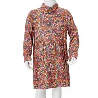 Kinderjurk met lange mouwen bloemenprint 140 meerkleurig - thumbnail