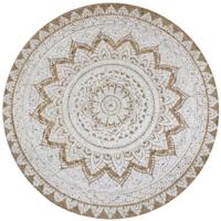 VidaXL Tapijt met print rond 90 cm gevlochten jute - thumbnail