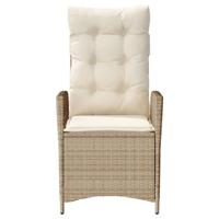Tuinstoel verstelbaar met kussens poly rattan beige - thumbnail