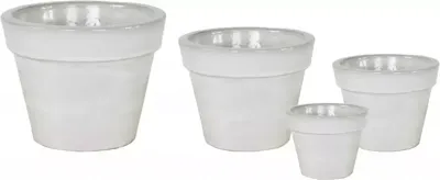 Mega Collections Bloempot Basis Geglazuurd Ø38xH30 cm Wit