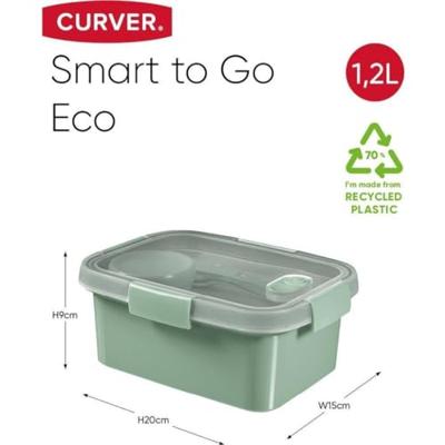 Curver Smart To Go Eco Lunchbox 1,2L + Bestekset + Sauscup Curver Smart To Go Eco Lunchbox 1,2L + Bestekset + Sauscup