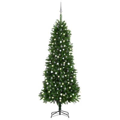 VidaXL Kunstkerstboom met verlichting en kerstballen 240 cm groen