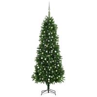 VidaXL Kunstkerstboom met verlichting en kerstballen 240 cm groen - thumbnail