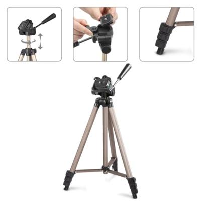Hama Tripod 1/4 inch Werkhoogte: 42.5 - 125 cm Champagne Incl. tas, Waterpas