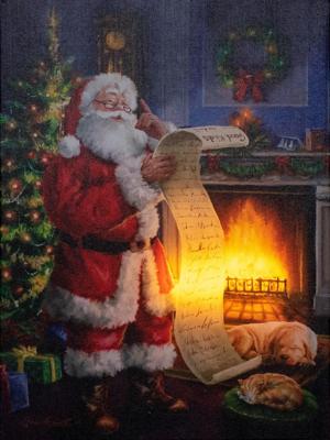 Led Indoor Canvas 30 x 40 cm Santa At Fireplace en Led Fire Anna's Collection - Annas collection