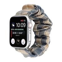 Elastisch scrunchie nylon bandje - Khaki / Donkerblauw - Geschikt voor Apple Watch 38mm / 40mm / 41mm / 42mm - thumbnail