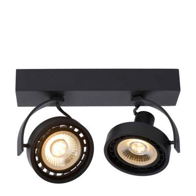 Lucide DORIAN - Plafondspot - LED Dim to warm - GU10 (ES111) - 2x12W 2200K/3000K - Zwart