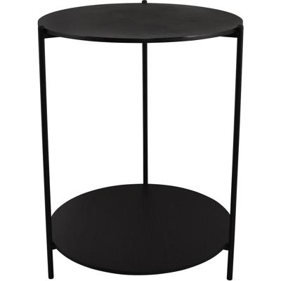 Bijzettafel - Trion Pina - Rond - 48cm - Zwart - MDF/Metaal