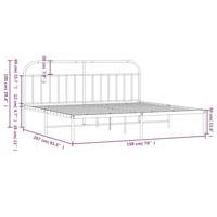 Bedframe met hoofdbord metaal zwart 193x203 cm - thumbnail
