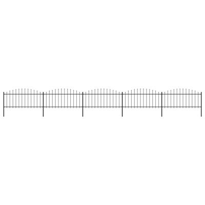 Tuinhek met speren bovenkant (0,5-0,75)x8,5 m staal zwart