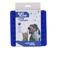 Eat Slow Live Longer Lick Mat Cross Blauw - thumbnail
