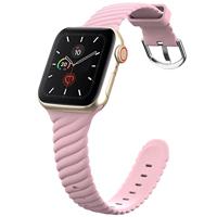 By Qubix - Siliconen 'Twist' bandje - Roze - Compatible met Apple Watch 38mm / 40mm / 41mm / 42mm - Compatible Apple watch bandjes - thumbnail