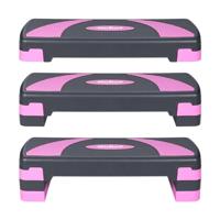 REBEL ACTIVE Step voor aerobics en fitnessoefeningen, 3 niveaus, grijs-paars - thumbnail