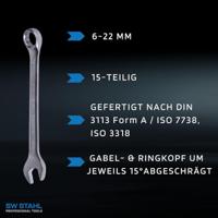 SW STAHL Sw-stahl ring-steeksleutel set "pro drive" ring bowl set 15tlg. straight - thumbnail